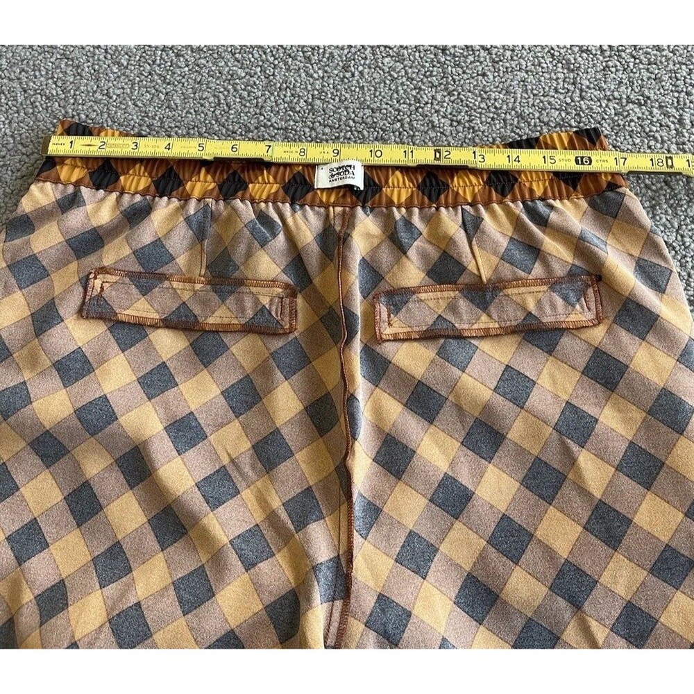 Free People Scotch & Soda Gold Black Geometric Wide Leg Boho Trouser Pants Sz XL - Picture 13 of 16